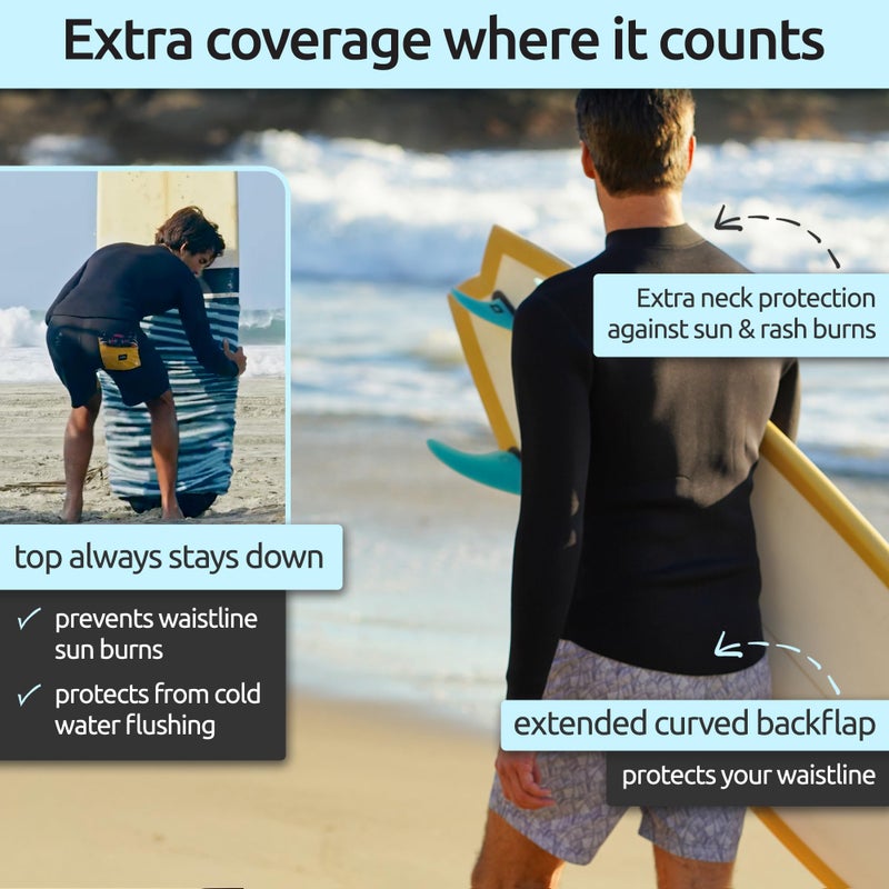 Surf Squared Men's Wetsuit Top Jacket 2mm or 3mm - Neoprene Long Sleeve for Warmth & Comfort, Extended Back Flap - Ideal for Surfing, Snorkeling & Watersports - 3X-Large - 3MM - Image 5